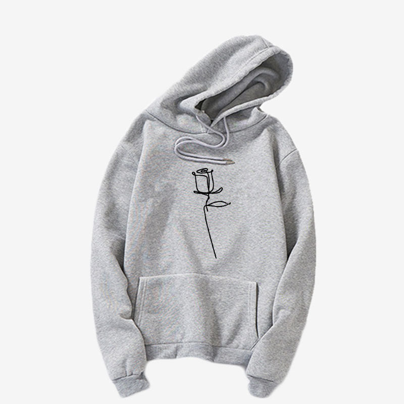 Black Rose Print Sport Hoodie