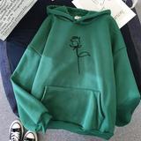 Black Rose Print Sport Hoodie
